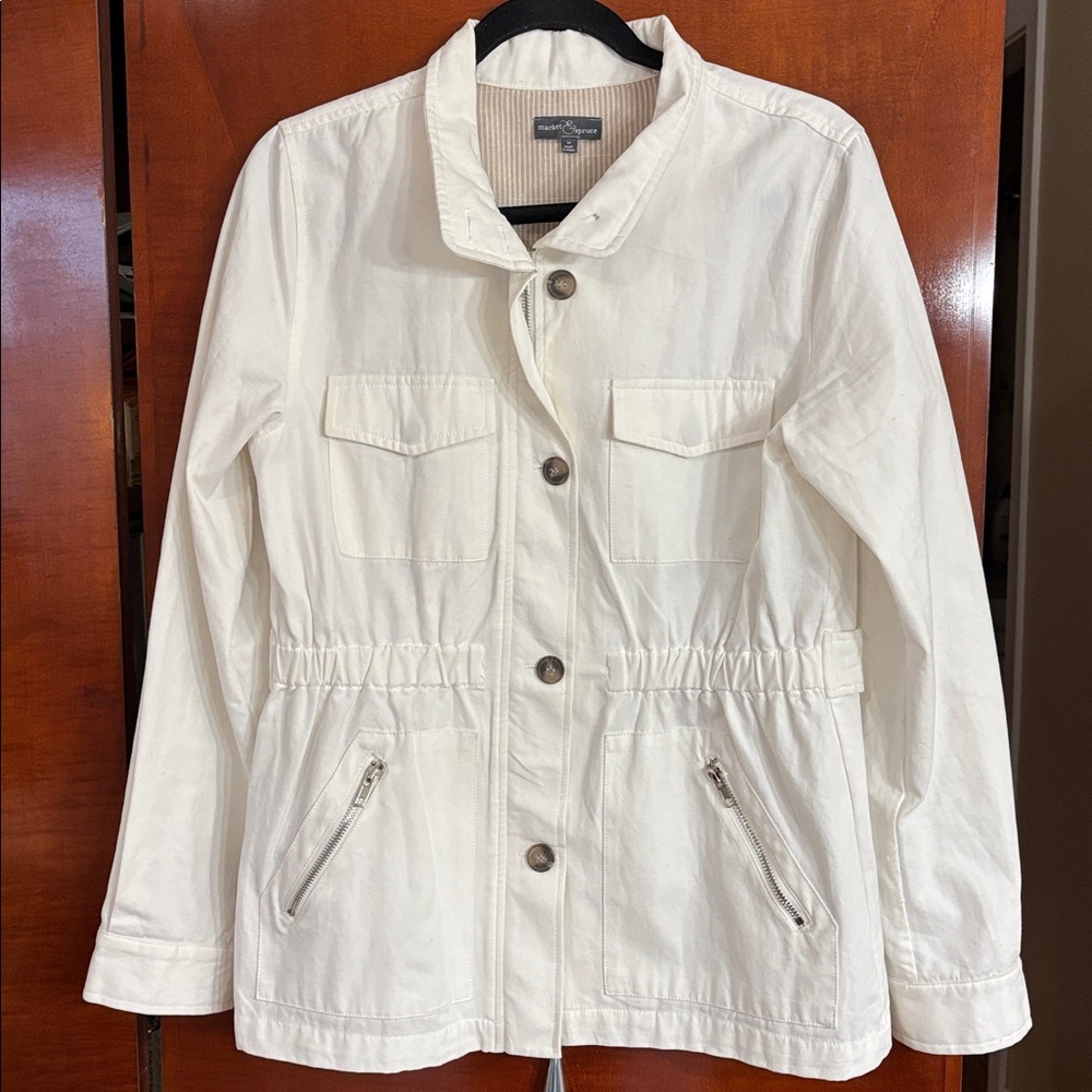 Market & Spruce White Utility Jacket Size M
